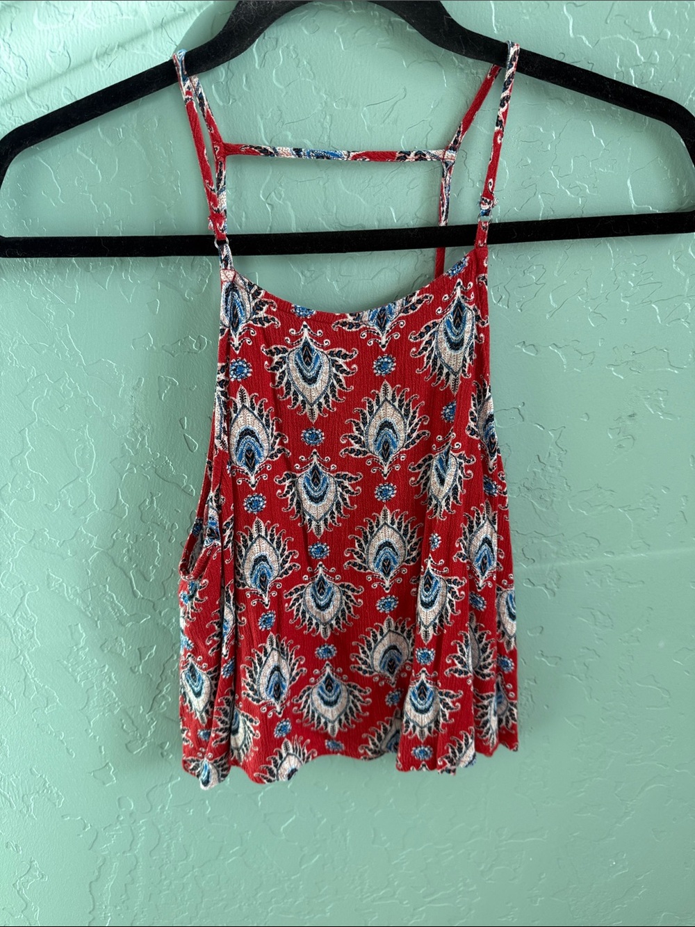 Forever 21 Red Paisley Print Spaghetti Strap Cami